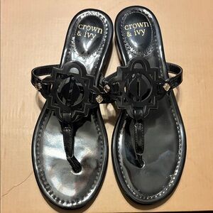 NWOT Crown & Ivy Glossy Black Sandals